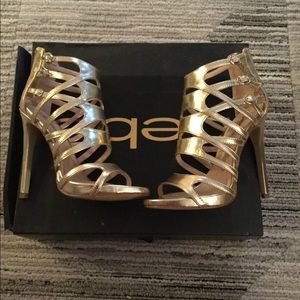 Scrappy Gold Bebe heels